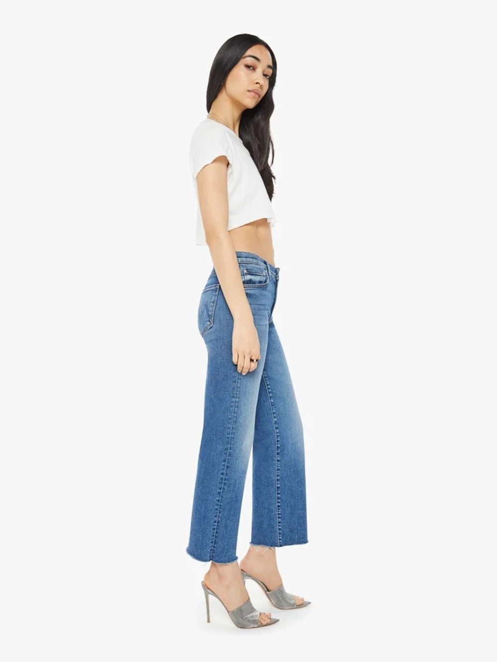 MOTHER The Mid Rise Rambler Zip Ankle Fray Jeans in What's Your Sign Sz 26